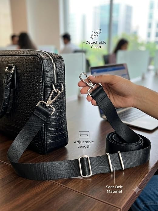 Croc Black Laptop Messenger Bag