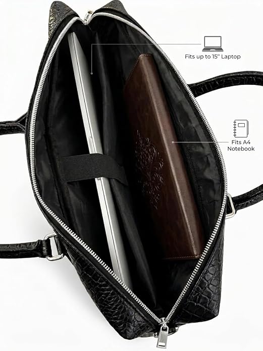 Croc Black Laptop Messenger Bag