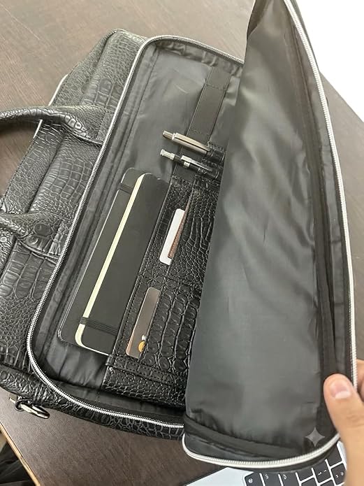 Croc Black Laptop Messenger Bag