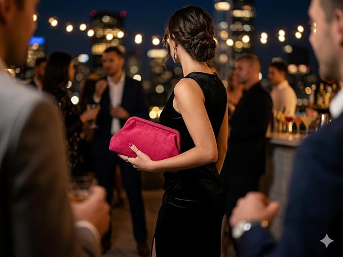 Pink Velvet Clutch Purse